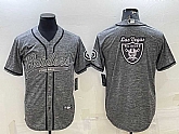 Men's Las Vegas Raiders Grey Team Big Logo With Patch Cool Base Stitched Baseball Jersey,baseball caps,new era cap wholesale,wholesale hats
